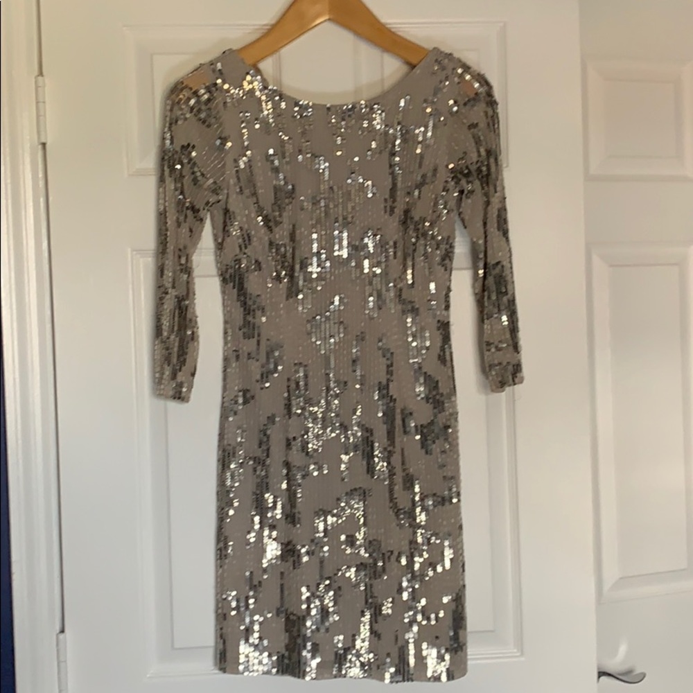 Adrianna Papell Silver Party Dress
